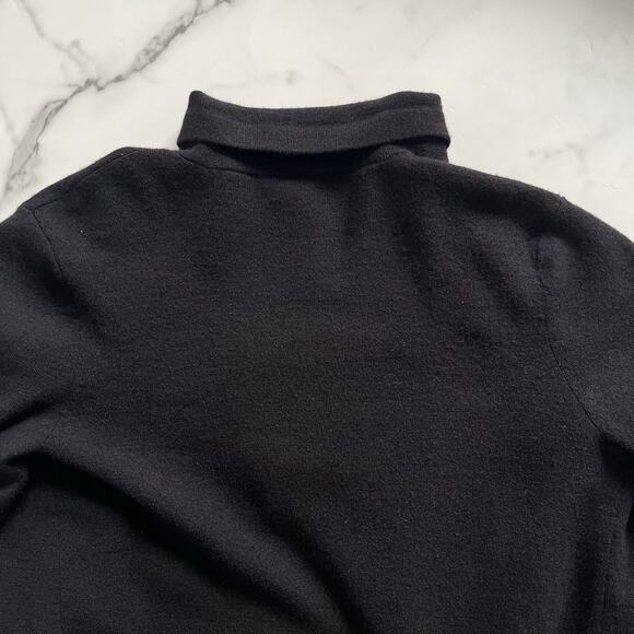 Theory Trincy Evian Wool Blend Cardigan Open Front Draped Black Size M Classic - Picture 7 of 8